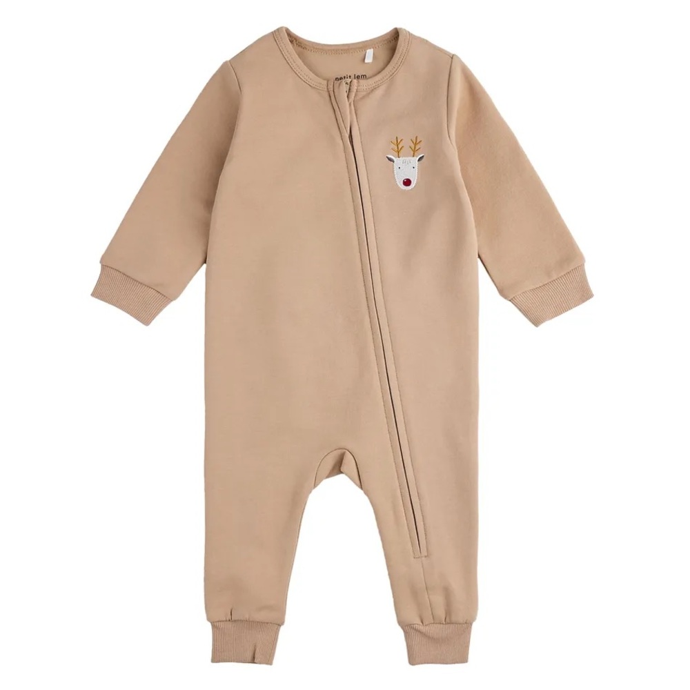 Petit Lem Reindeer Fleece Playsuit - 6 MONTHS